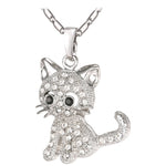 Rhinestone Cute Cat Necklace Trendy Gold Color Link Chain For Women Collares Lucky Pet Pendant Bijoux Wholesale P2453
