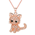 Rhinestone Cute Cat Necklace Trendy Gold Color Link Chain For Women Collares Lucky Pet Pendant Bijoux Wholesale P2453